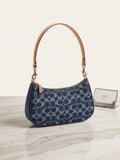 Coach Signature Denim Hobo Bag – Navy Blue with Cherry Charm