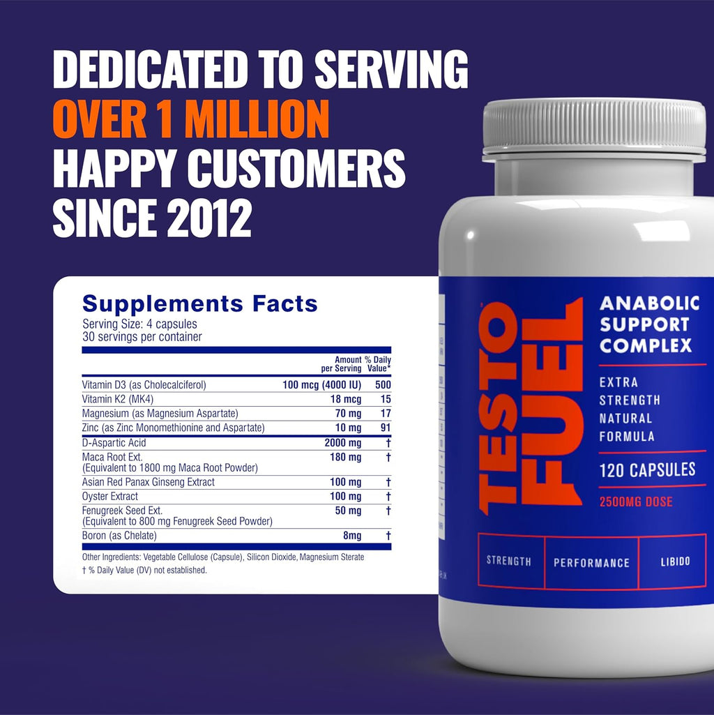 TestoFuel Anabolic Support Complex – Muscle Strength & Male Vitality Formula (120 Capsules)
