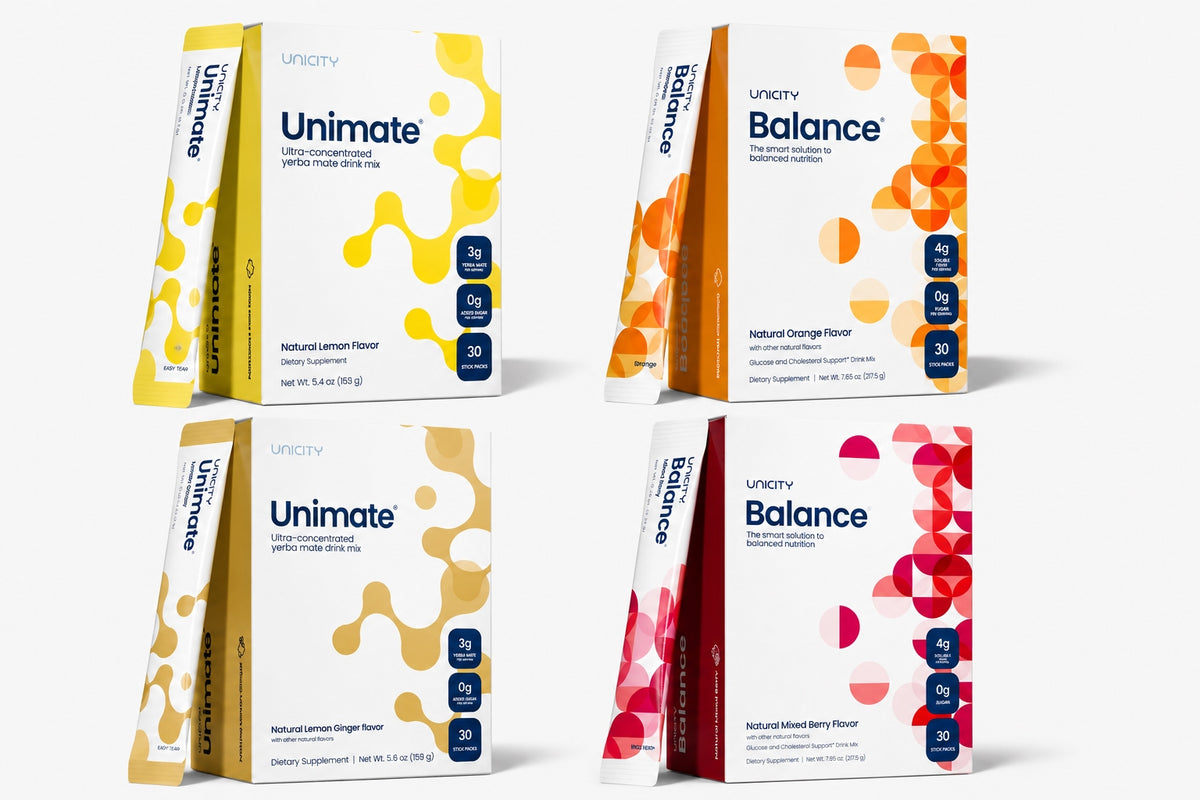 Unicity Complete Daily Wellness System – Unimate & Balance 4-Box Ultimate Pack (120 Stick Packs)