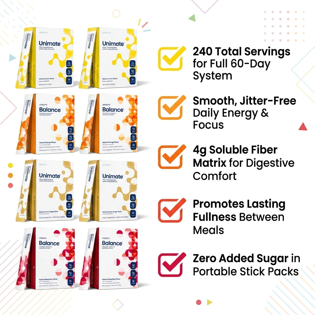 Unicity Ultimate Daily Wellness System – Unimate & Balance 8-Box Mega Bundle (240 Stick Packs)