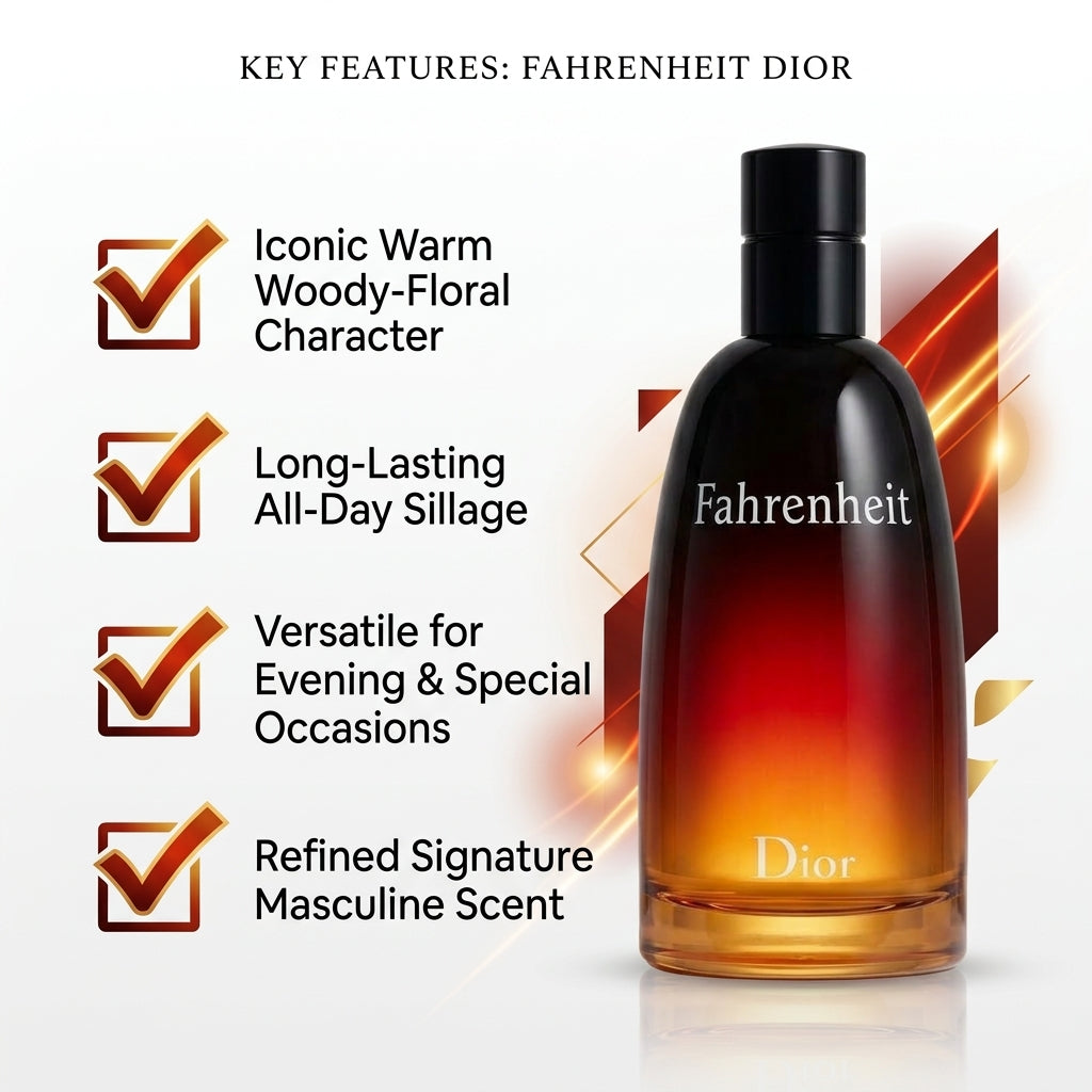 Dior Fahrenheit Eau de Toilette – Classic Warm Woody & Leather Fragrance for Men