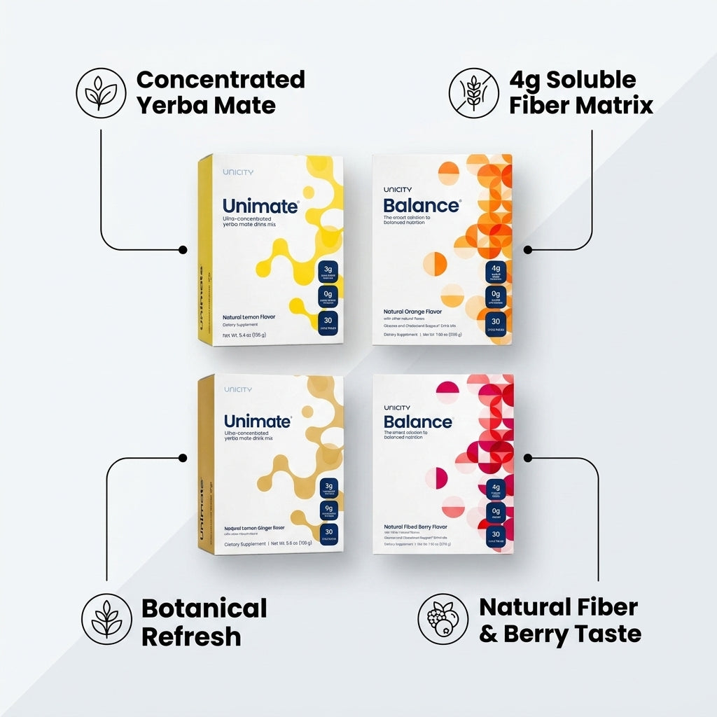 Unicity Complete Daily Wellness System – Unimate & Balance 4-Box Ultimate Pack (120 Stick Packs)