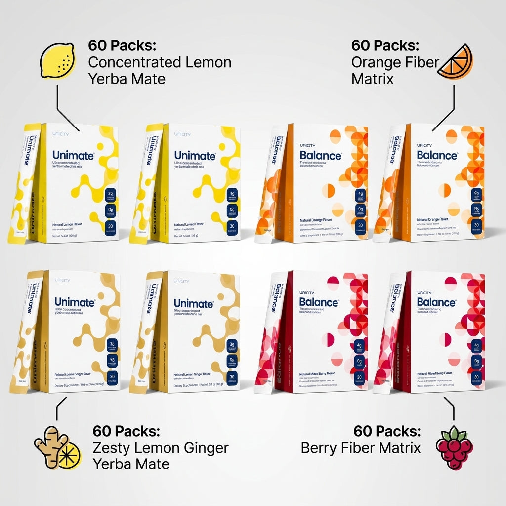 Unicity Ultimate Daily Wellness System – Unimate & Balance 8-Box Mega Bundle (240 Stick Packs)