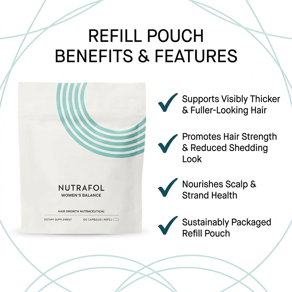 Nutrafol Women’s Balance Hair Wellness Supplement – Eco-Friendly Refill Pouch (120 Capsules / 30-Day Supply)