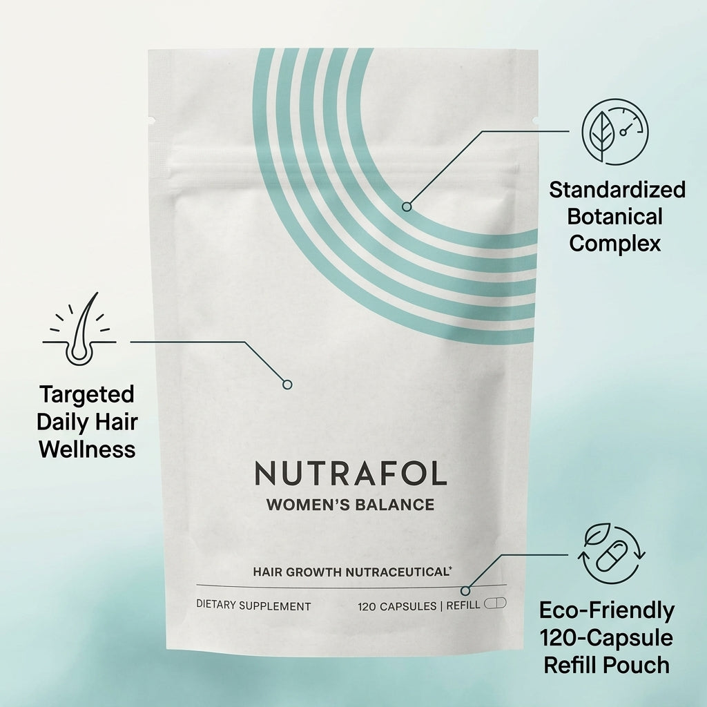 Nutrafol Women’s Balance Hair Wellness Supplement – Eco-Friendly Refill Pouch (120 Capsules / 30-Day Supply)