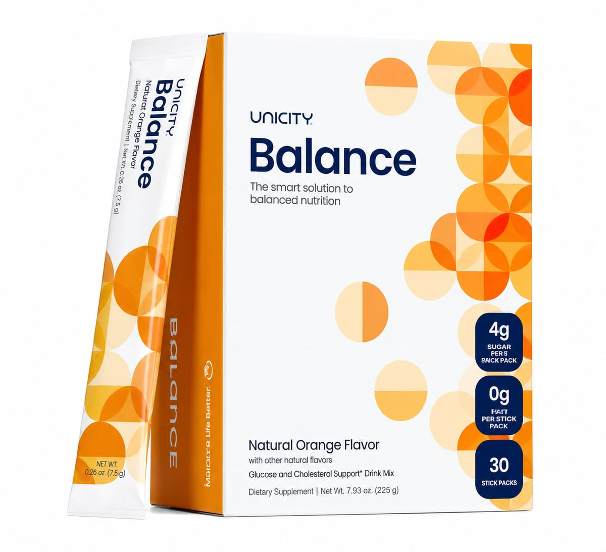 Unicity Balance – Natural Orange Fiber & Daily Wellness Drink Mix (30 Stick Packs)