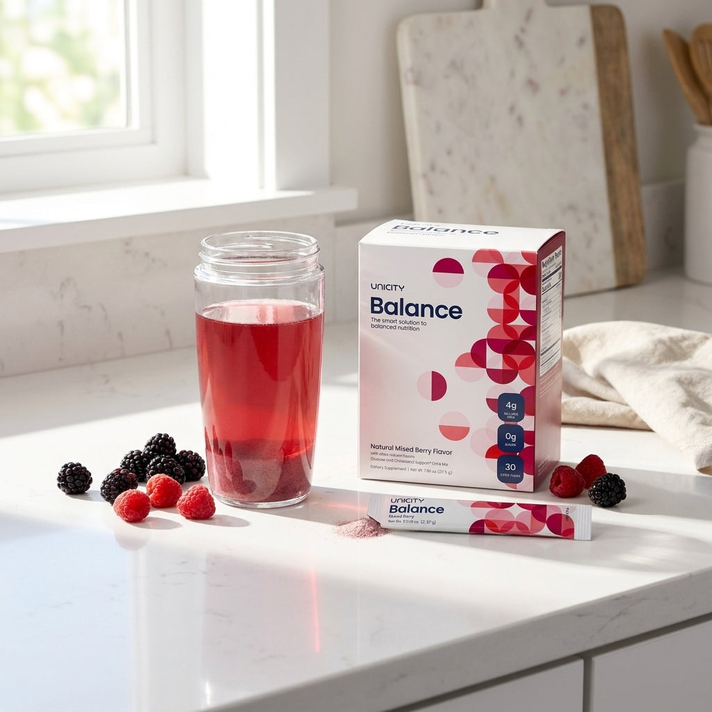 Unicity Balance Daily Fiber Drink Mix – Natural Mixed Berry (30 Stick Packs)